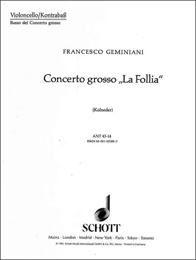 Concerto Grosso &quot;La Follia&quot; - Cello/Bass