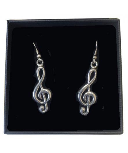 Pewter Treble Clef Earrings
