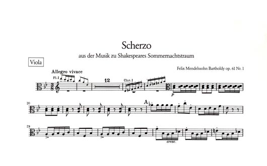 Mendelssohn - Scherzo from Midsummer Night's Dream - Viola Part