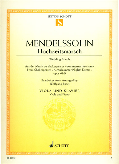 Mendelssohn - Wedding March for Viola and Piano (SCHOTT)