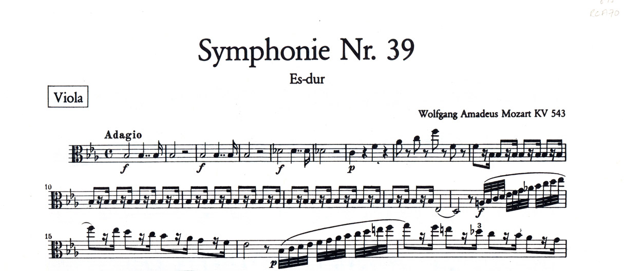 Mozart - Symphony No. 39, Viola Part (KAL)