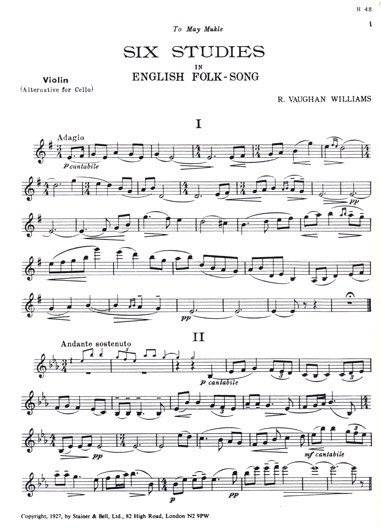 Vaughan Williams - Six Studes in English Folk Song (Violin Part)
