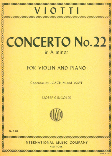 Concerto No. 22 in A Minor for Violin and Piano