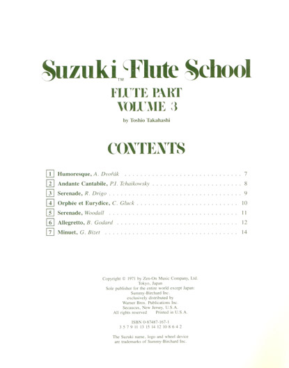 Suzuki Flute School - Volume 3 - Flute Part - Book