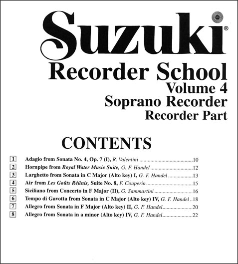 Suzuki Recorder School - Soprano Recorder - Volume 4 - Book
