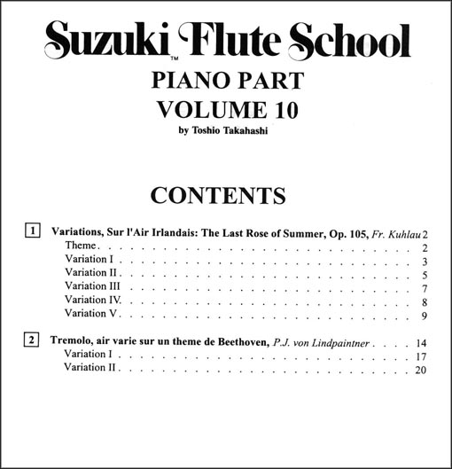 Suzuki Flute School - Volume 10 - Piano Accompaniment - Book