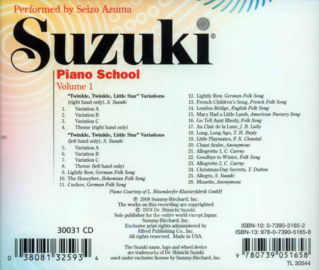Suzuki Piano School - CD - Volume 1