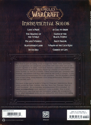 World Of Warcraft Instrumental Solos, Violin/Piano/CD