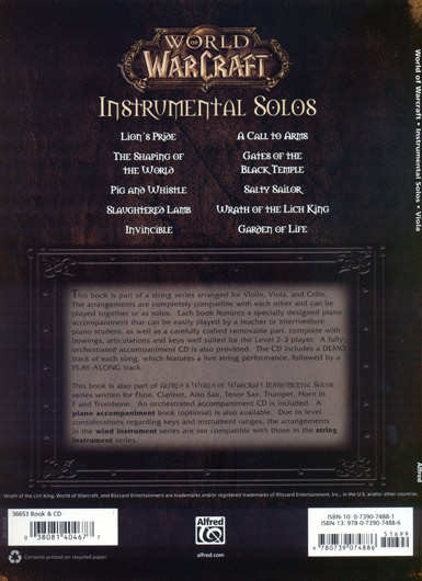 World Of Warcraft Intrumental Solos, Viola/Piano/CD