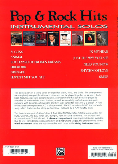 Pop &amp; Rock Instrumental Solos, Violin/Piano/CD