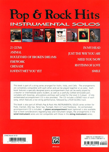 Pop &amp; Rock Instrumental Solos, Viola/Piano/CD