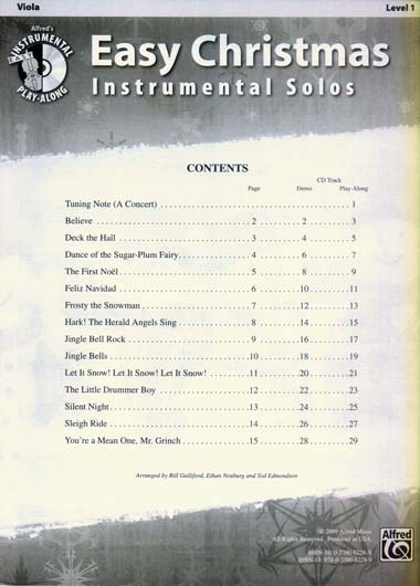 Easy Christmas Instrumental Solos for Viola and Piano