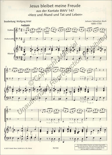 Bach - Jesu, Joy of Man's Desiring for Piano Trio (SCHOTT)