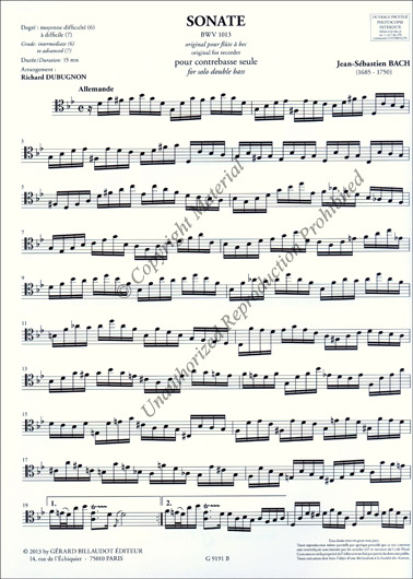 Bach - Sonata BWV 1013 & Etude BWV 598 for Solo Bass (PRESS)