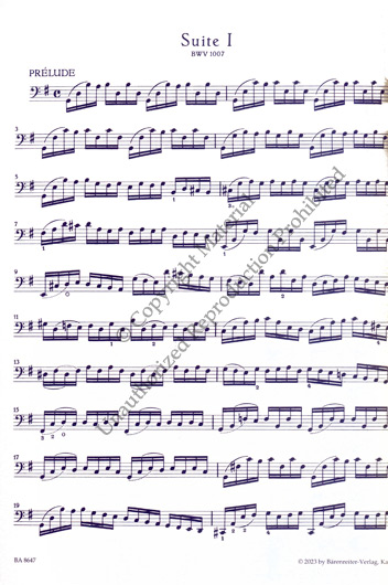 Bach - Suite No. 1 for Cello Solo BWV 1007 (BAR)