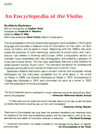 An Encyclopedia of the Violin