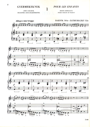 Bartók-Zathureczky - For Children for Violin and Piano (EMB)