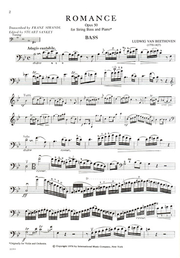 Beethoven - Romance, Op. 50 for Bass (INT)