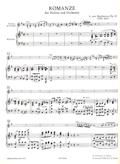 Beethoven - Romances for Violin Op. 40, 50 with CD (PET)