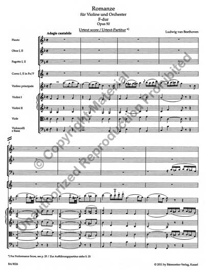 Beethoven - Romances for Violin Op. 40, 50 Score (BAR)