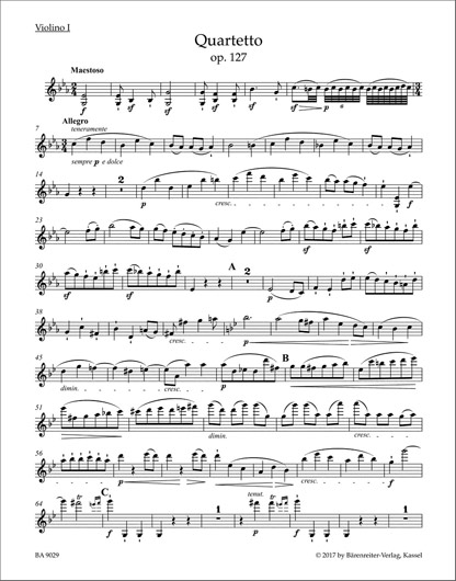 String Quartet in Eb, Op. 127 - Parts