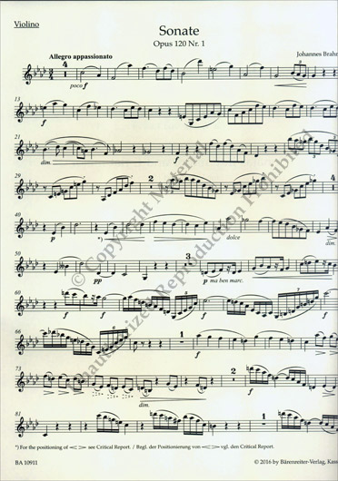 Brahms - Violin Sonatas in F minor & E flat major Op. 120 (BAR)