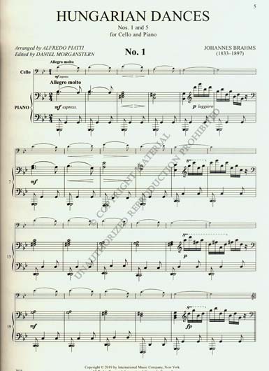 Brahms - Hungarian Dances Nos. 1 and 5 for Cello and Piano (INT)