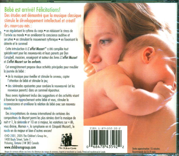 L'effet Mozart Musique pour nouveau-nés CD