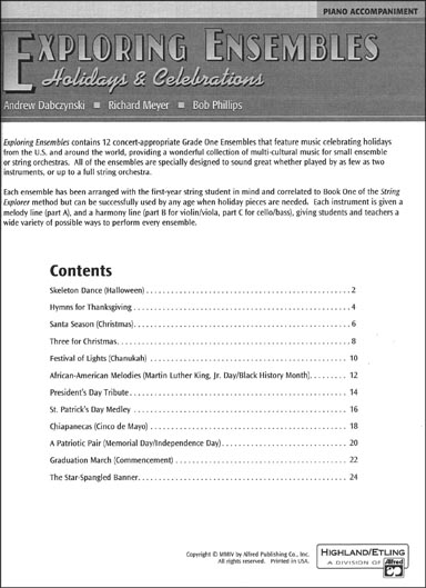 Exploring Ensembles: Holidays & Celebrations (Piano Accompanimen