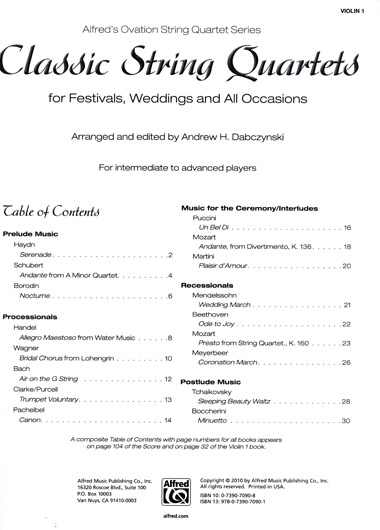 Classic String Quartets - Violin 1