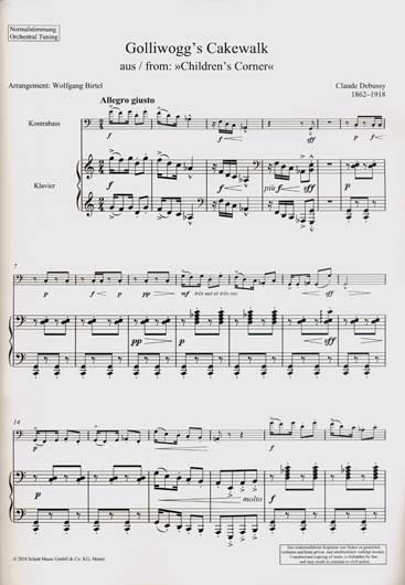 Debussy - Golliwog's Cakewalk For Bass And Piano (SCHOTT)