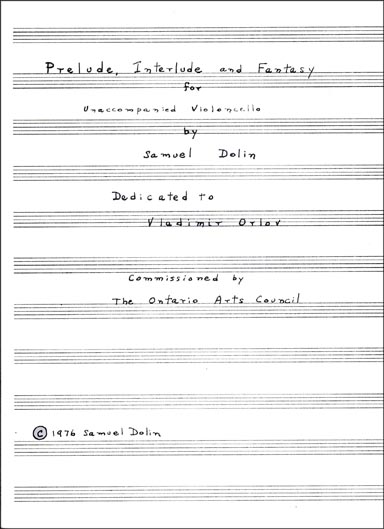 Dolin - Prelude, Interlude and Fantasy for Solo Cello