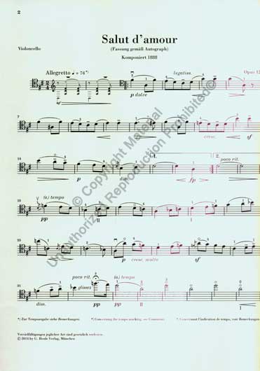 Elgar - Salut d'Amour Op. 12 for Cello (HEN)