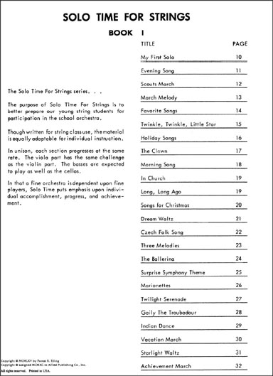 Solo Time for Strings - Book 1