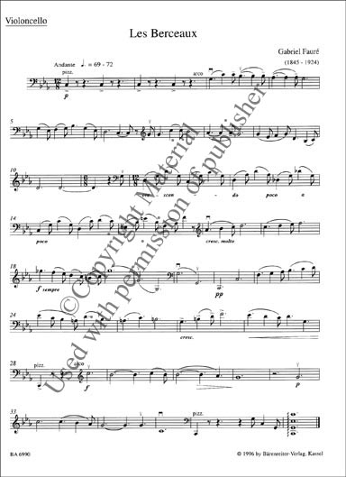 Faure - 4 Melodies for Cello and Piano (BAR)