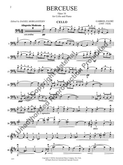 Faure - Berceuse Op. 16 for Cello and Piano (INT)