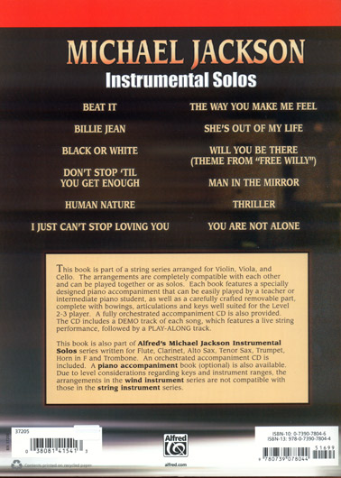 Michael Jackson Instrumental Solos, Viola/CD