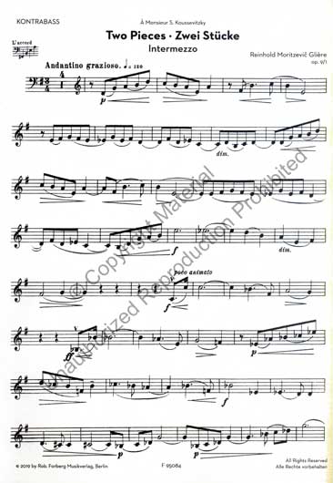 Two Pieces, Op. 9 for Double Bass and Piano