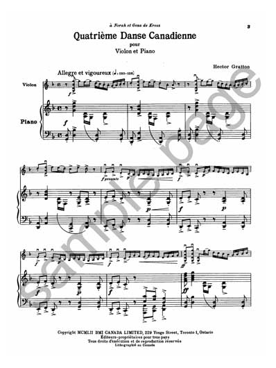 Quatrieme Danse Canadienne for Violin and Piano