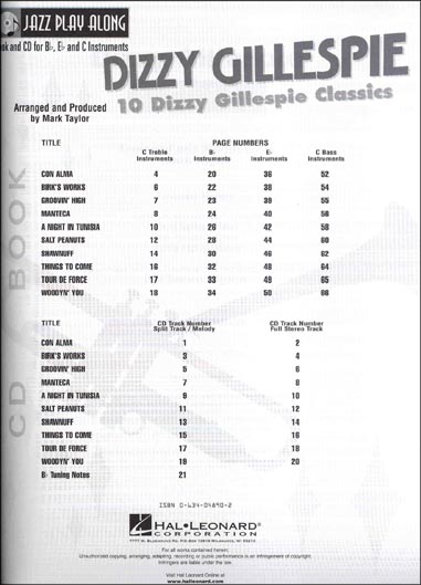 Jazz Play Along - 10 Dizzy Gillespie Classics - Volume 2