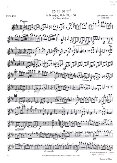 Haydn - Duet in D Major for 2 Violins (INT)