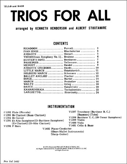 Trios For All - Cello/Bass