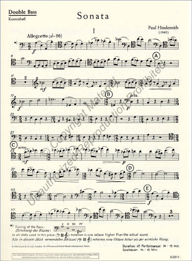 Hindemith - Sonata for Double Bass and Piano (SCHOTT)