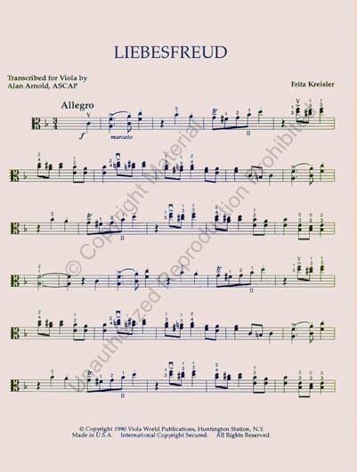 Kreisler - Liebesfreud for Viola (VLAW)