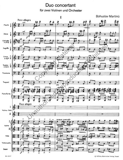 Martinu - Duo Concertant For Two Violins And Orchestra