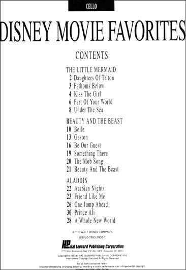 Disney Movie Favorites for Cello