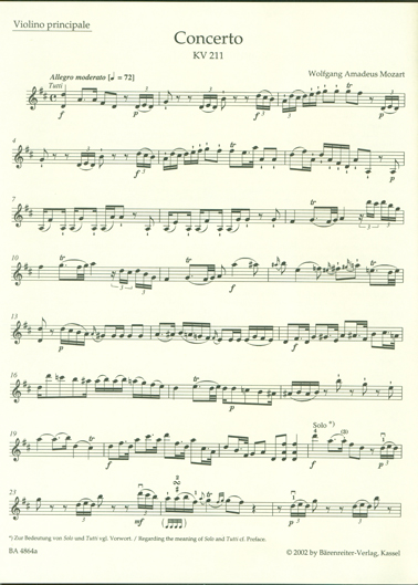Mozart - Violin Concerto No. 2 in D major, K. 211 (BAR)