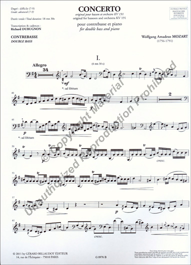 Mozart - Double Bass Concerto K. 191 (BILL)