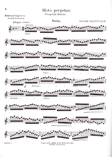 Paganini - Moto Perpetuo Op. 11 for Violin and Piano (SCHIR)