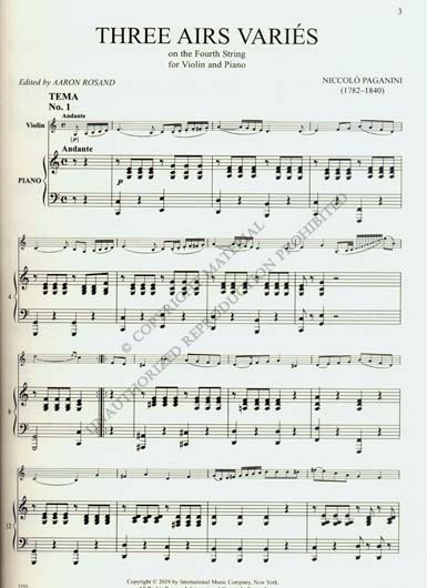 Paganini - Three Airs Varies on the Fourth String (INT)